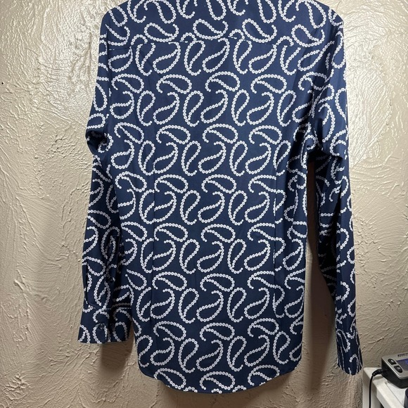 NWT CON.STRUCT 4-Way Stretch Blue Floral Slim Moisture Wicking Button Shirt M - Picture 5 of 6